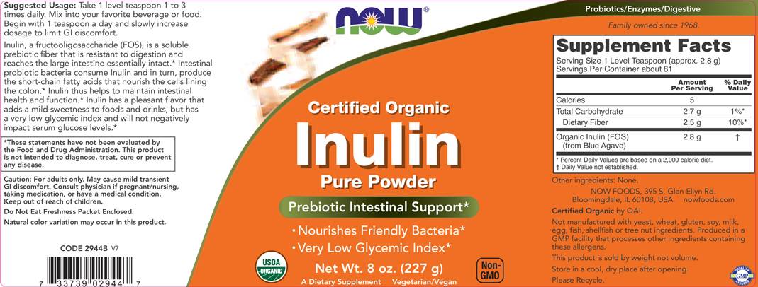 Poudre d'inuline pure fos - 227 grammes
