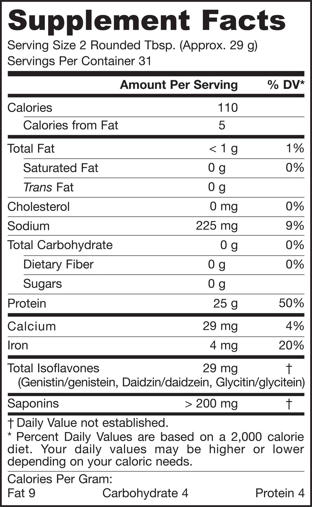 Grammes de 908 grammes ISO-RICH-SOY