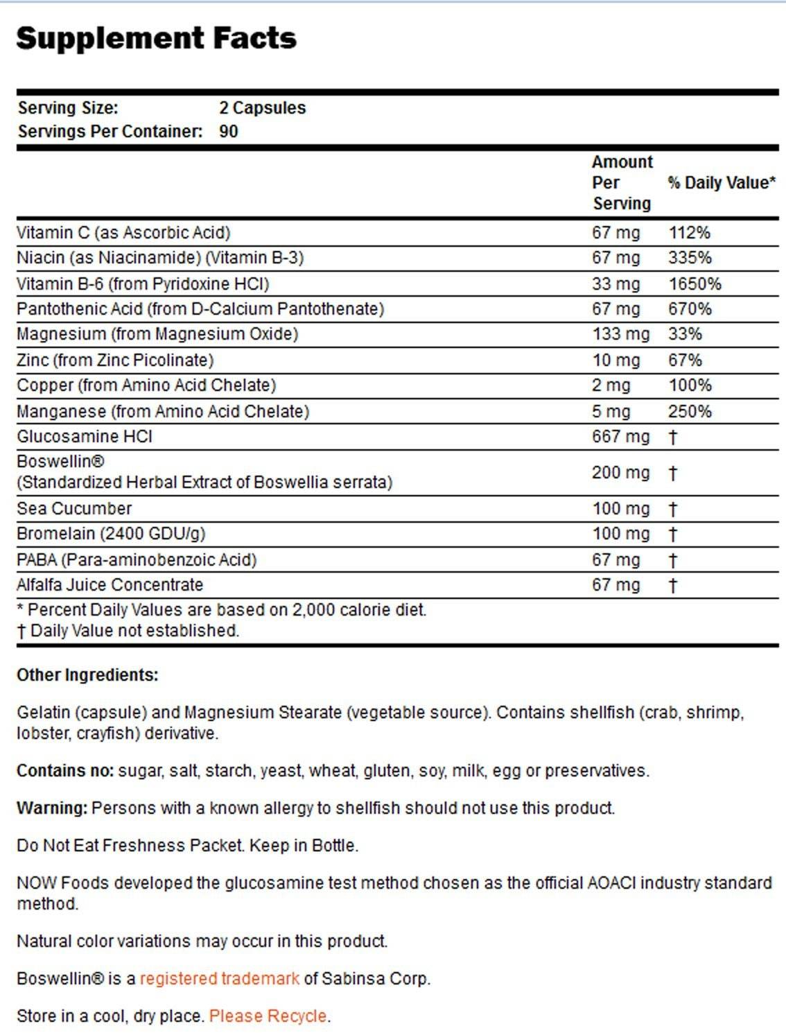 Support conjoint | Avec glucosamine, boswellin et concombre de mer - 90 capsules