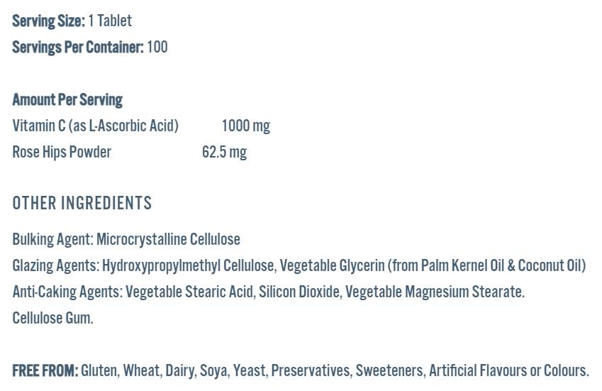 Vitamine-C 1000 mg | avec des hanches de rose - 100 comprimés