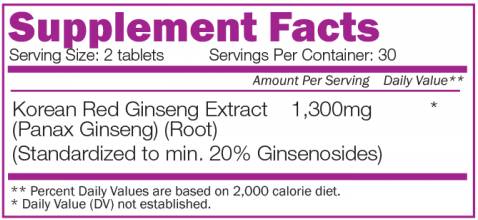 Ginseng coréen 1300 mg - 60 comprimés