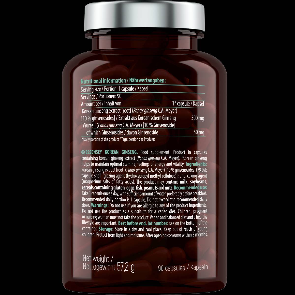 Ginseng coréen 500 mg - 90 capsules