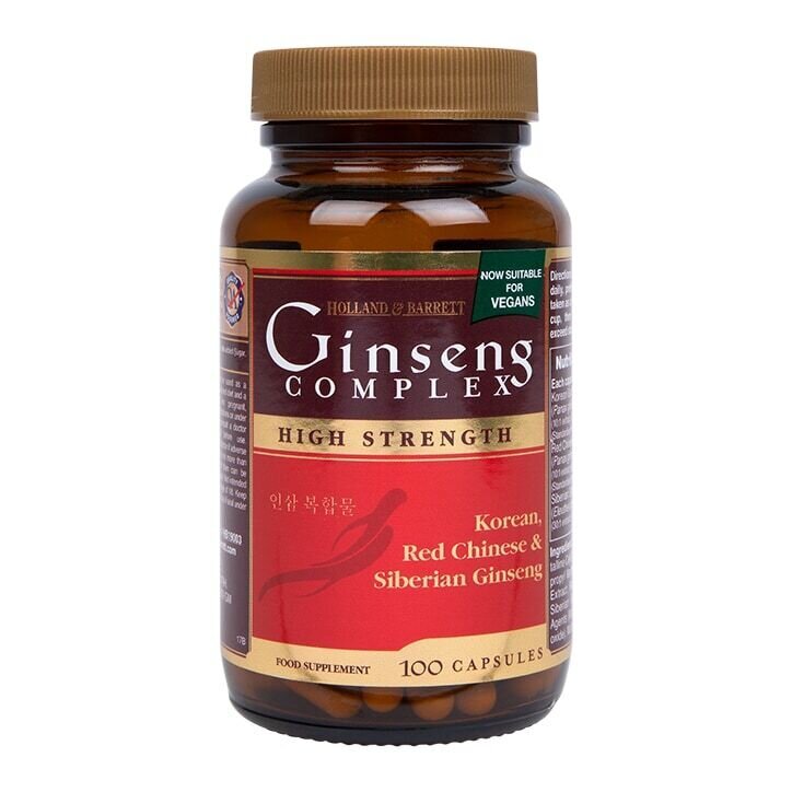Complexe de ginseng (ginseng coréen, chinois rouge et sibérien) 100 capsules Holland & Barrett