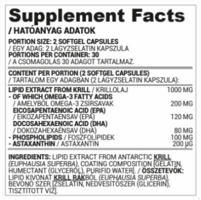 Huile de krill 500 mg - 60 softgels
