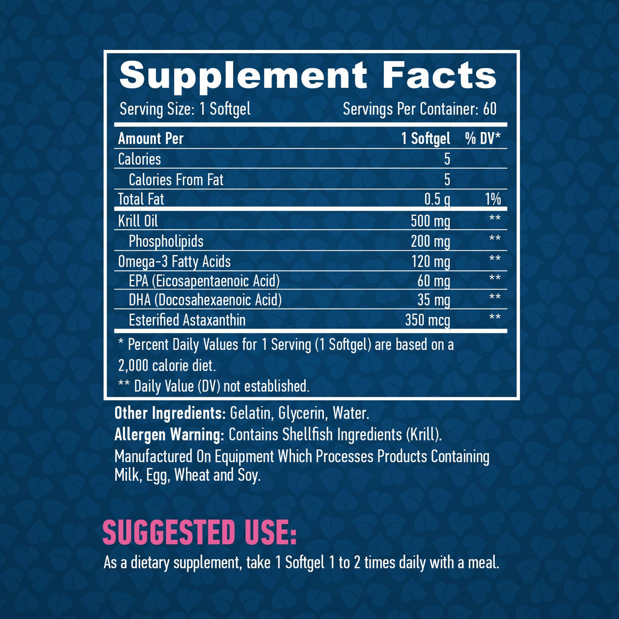 Huile de krill 500 mg/60 softs.