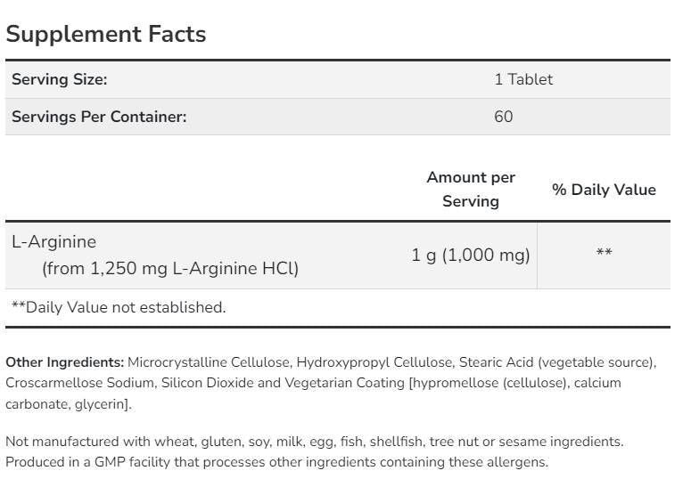 L-arginine 1000 mg/double résistance - 180 comprimés