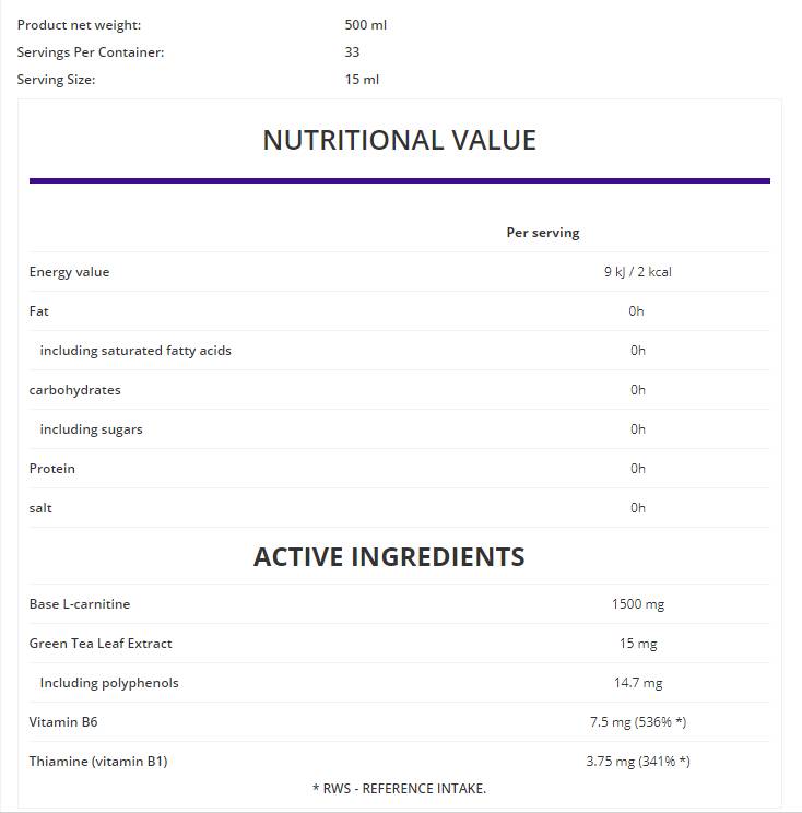L-carnitine + thé vert 500 ml