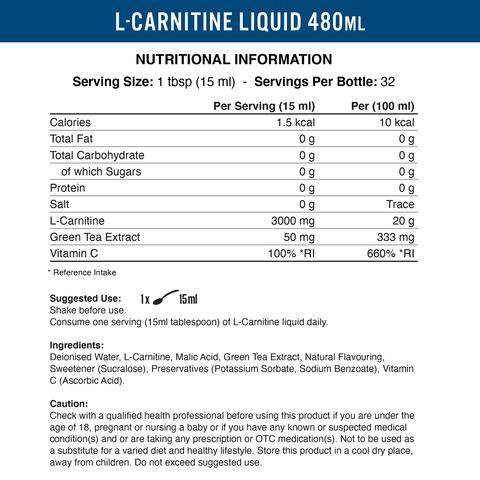 LIQUIDE L-CARNITINE 3000 avec thé vert - 480 ml