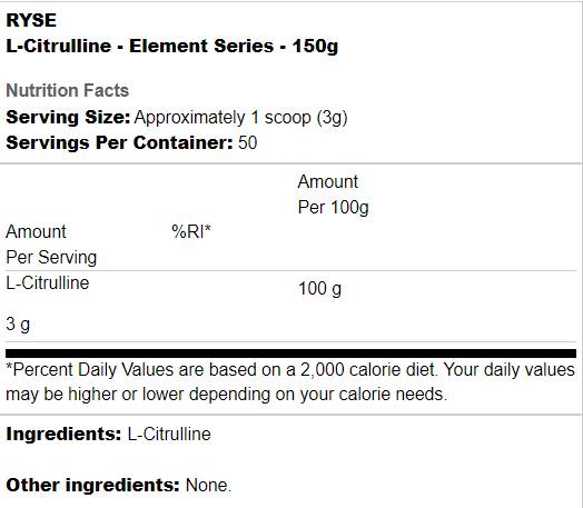 L-Citrulline | Série d'éléments - 150 grammes