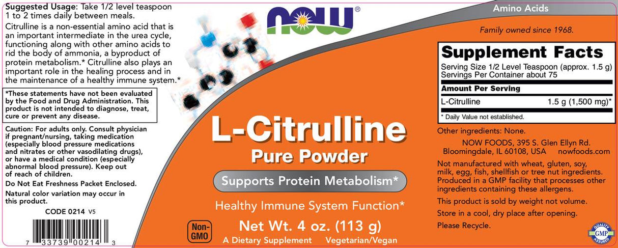 Poudre de L-Citrulline - 113 grammes