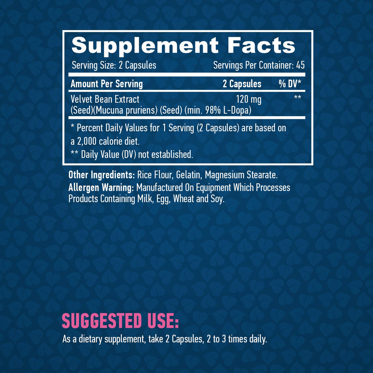 L-DOPA/MUCUNA PRURRIEN Extrait/90 Caps.