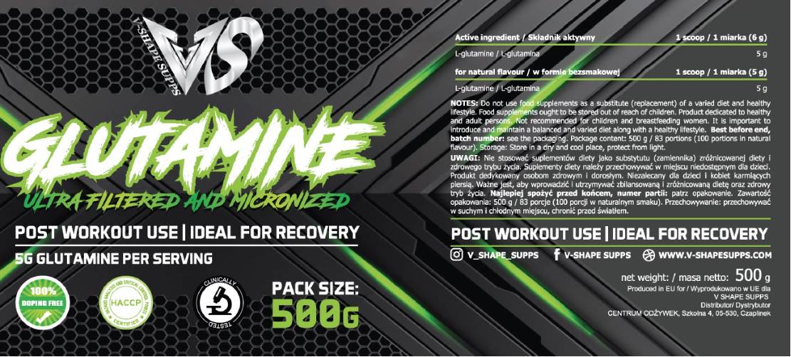 L-glutamine | Micronisé ultra filtré - 500 grammes