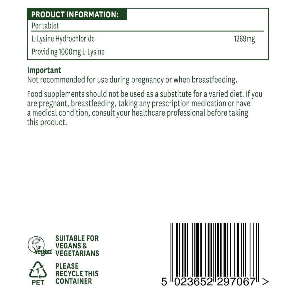 L-lysine 1000mg 60 comprimés natures