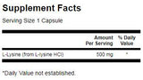 L-lysine 500 mg - 100 capsules