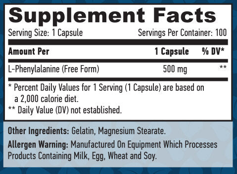 L-phénylalanine 500 mg/100 Caps