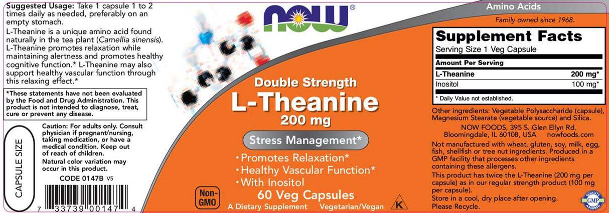 L-théanine 200 mg/double résistance - 60 capsules