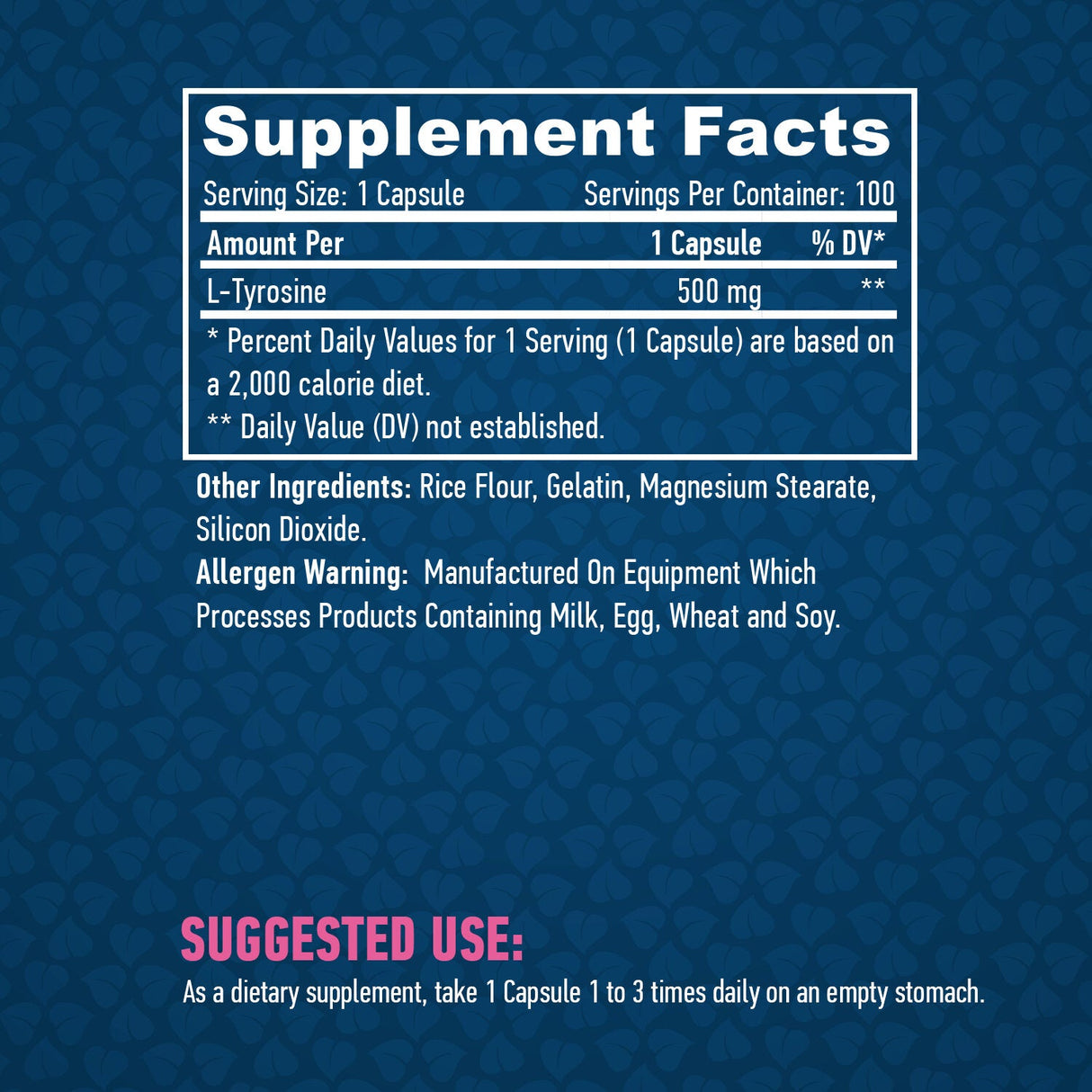 L-Tyrosine 500 mg./100 Caps.