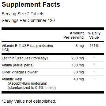 Lecithin, Kelp, B-6, et vinaigre de cidre 428 mg - 240 comprimés
