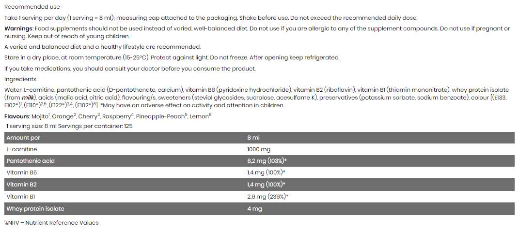 Lévro L-carnitine Liquide 125000 - 1000 ml