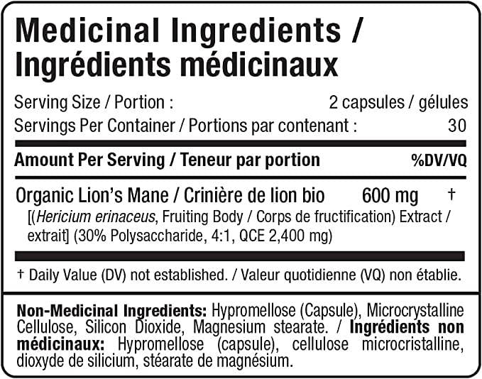 Lion's Mane Extrait 600 mg - 60 capsules