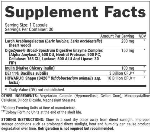 Lipo 6 Black Probiotic | Formule complète avec enzymes prébiotiques + digestives - 30 capsules
