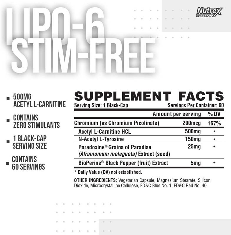 Lipo 6 Black Ultra Concentrate/Stim-sans - 60 capsules