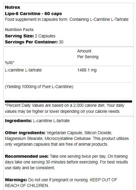 Lipo 6/l-carnitine - 60 capsules