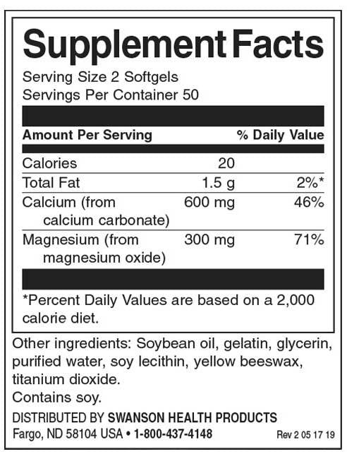 Calcium liquide et magnésium - 100 capsules de gel