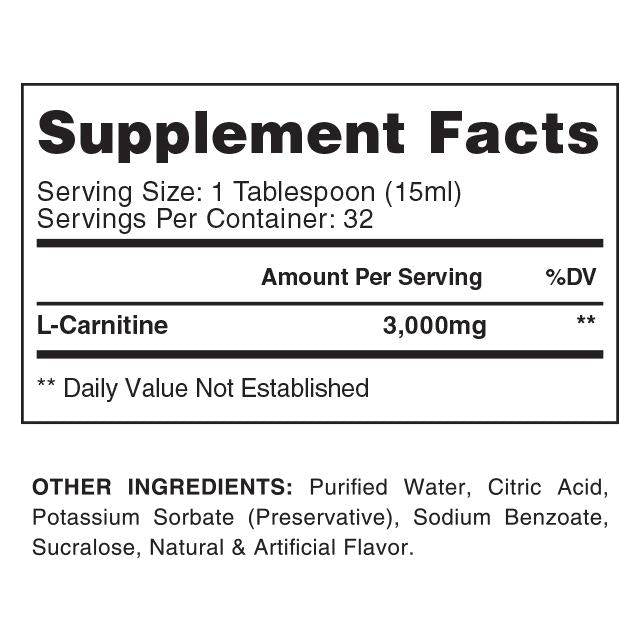 Carnitine liquide 3000 | 2x concentration - résistance maximale - 480 ml