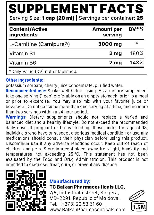 Liquide L-carnitine BP | Carnipure® - 500 ml