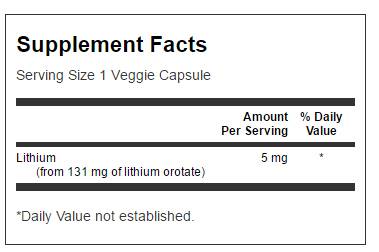 Lithium orotate 5 mg 60 capsules