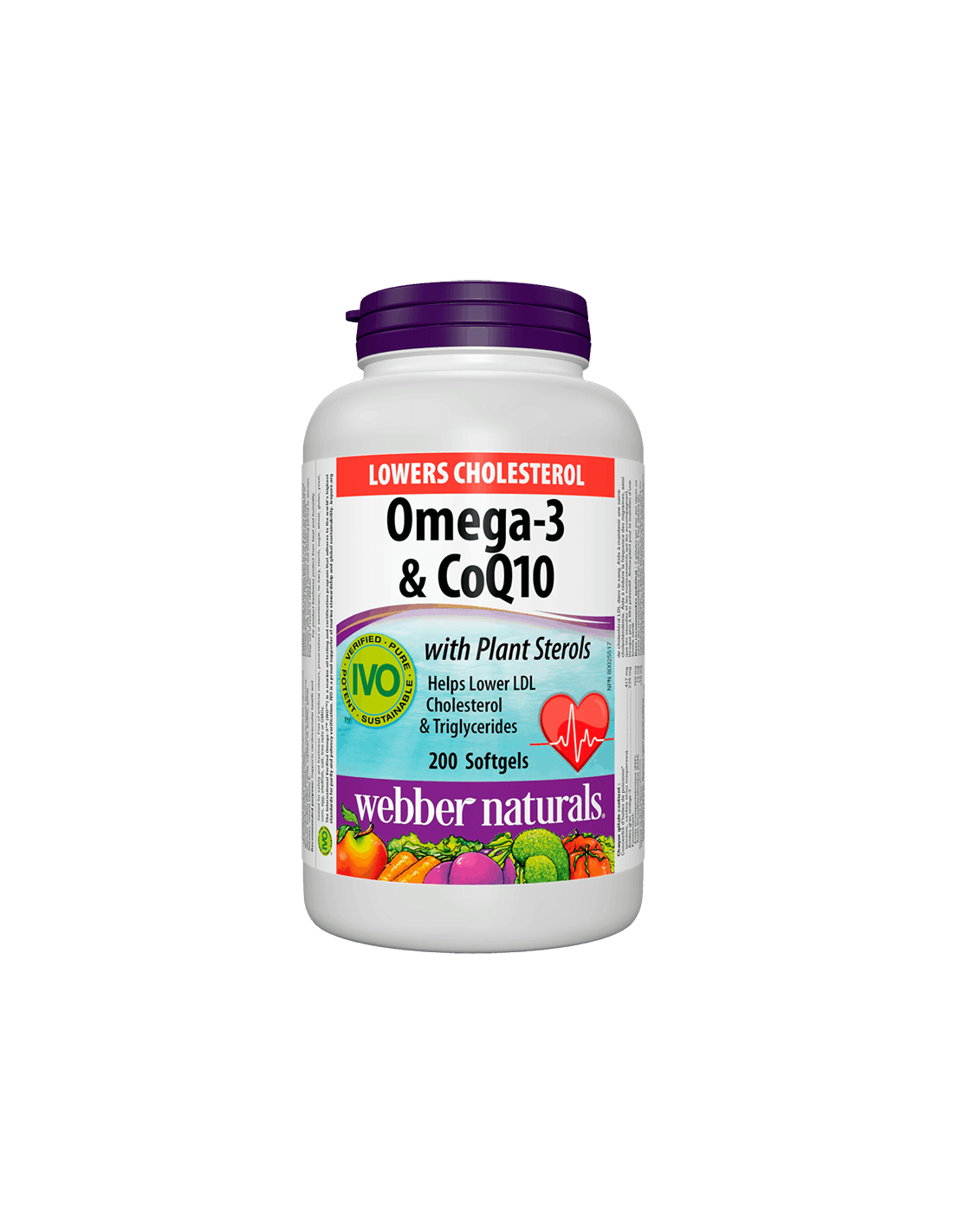 Abaisse le cholestérol oméga-3 et COQ10 + STEROLS PLANTES/OMEGA-3 avec coenzyme Q10 et phytostérols x 200 capsules de génie soft