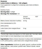 Lutein Esters et Bilberry 120 SoftGels