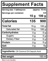 Huile MCT 100% liquide C8 - 1000 ml
