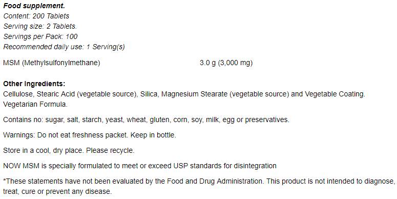 MSM 1500 mg - 200 comprimés