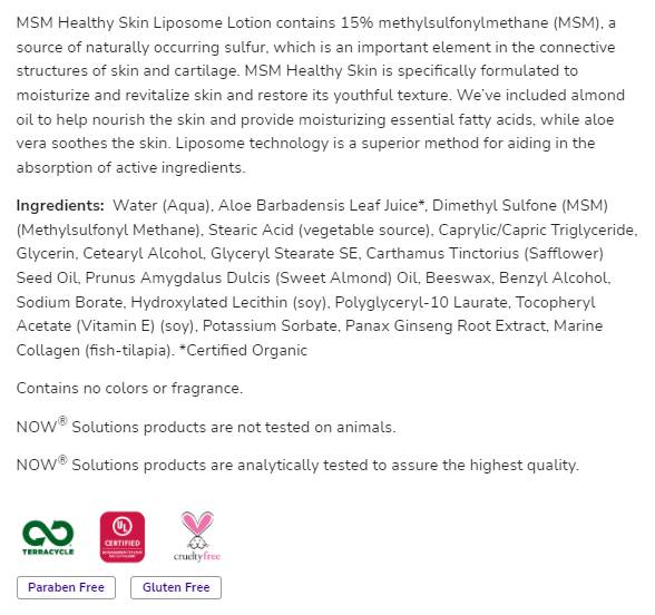 MSM Sket Healthy | Lotion sur les liposomes - 237 ml