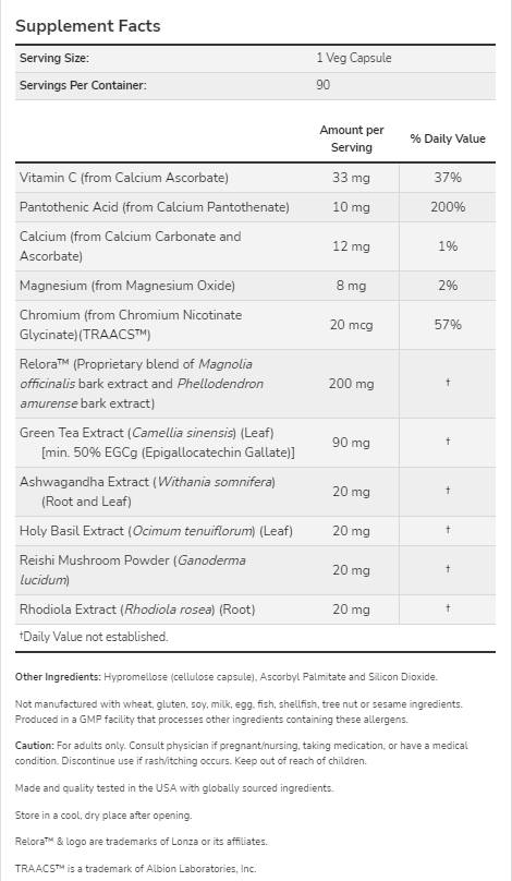 Support de stress surrénal | Support de super cortisol [90 capsules, 90 doses]
