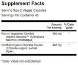Fabriqué avec une spiruline biologique et une chlorella 400 mg 90 capsules