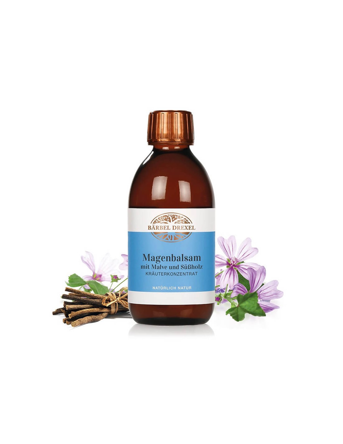 Magenbalsam mit Malve und Süßholz Kräuterkonzentrat/Baume d'estomac au concentré de mauve et de réglisse, 250 ml <tc>Bärbel Drexel</tc>