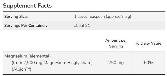 Magnésium Bisglycinate Powder - 227 grammes