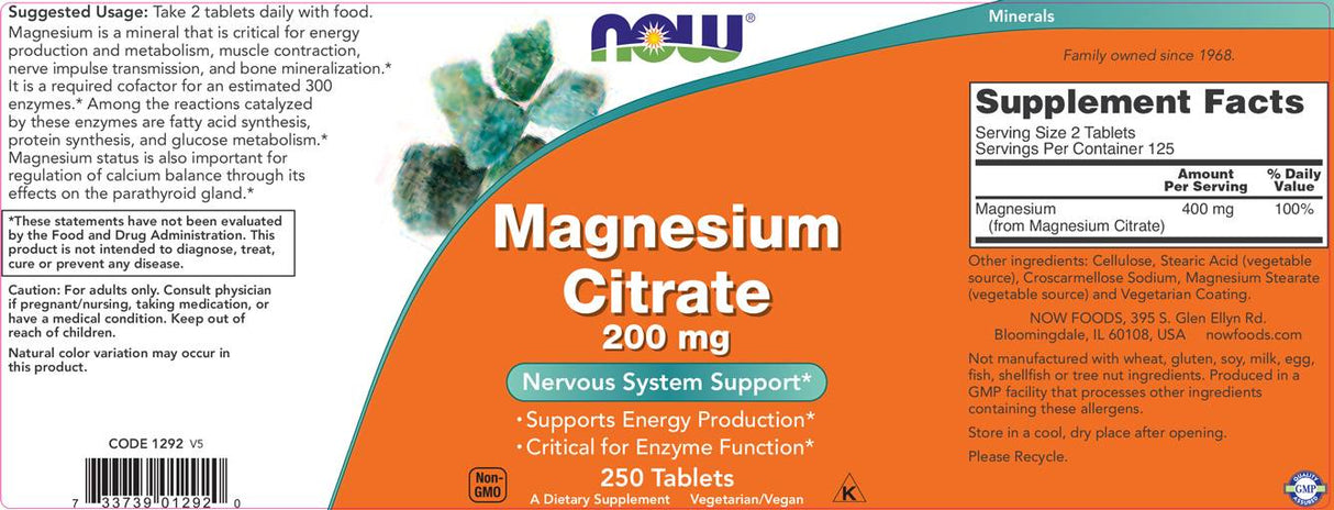 Citrate de magnésium 200 mg - 100 comprimés