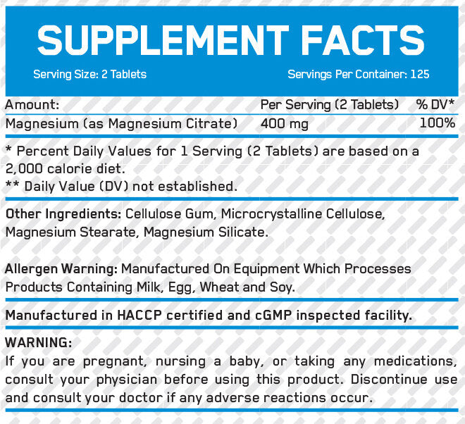 Magnésium Citrate 200 mg/250 Tabs.