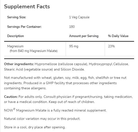 Magnésium Malate 840 mg - 180 capsules