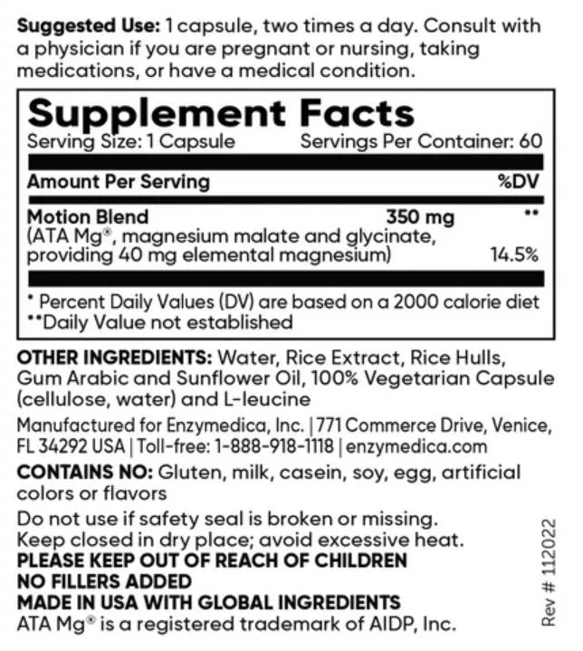 Mouvement en magnésium | Magnésium malate et magnésium bisglycinate - 60 capsules