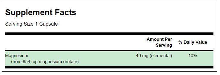 Magnésium orotate 40 mg - 60 capsules
