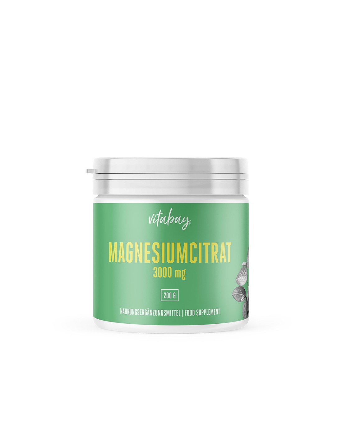 Magnesiumcitrat - Citrate de magnésium en poudre, 100 % végétalien, 200 g <tc>Vitabay</tc>