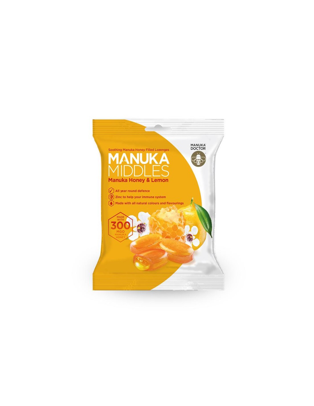 Délicieux pastibles avec Honey Manuka, zinc et citron - Manuka Middles Honey & Lemon Mgo 300