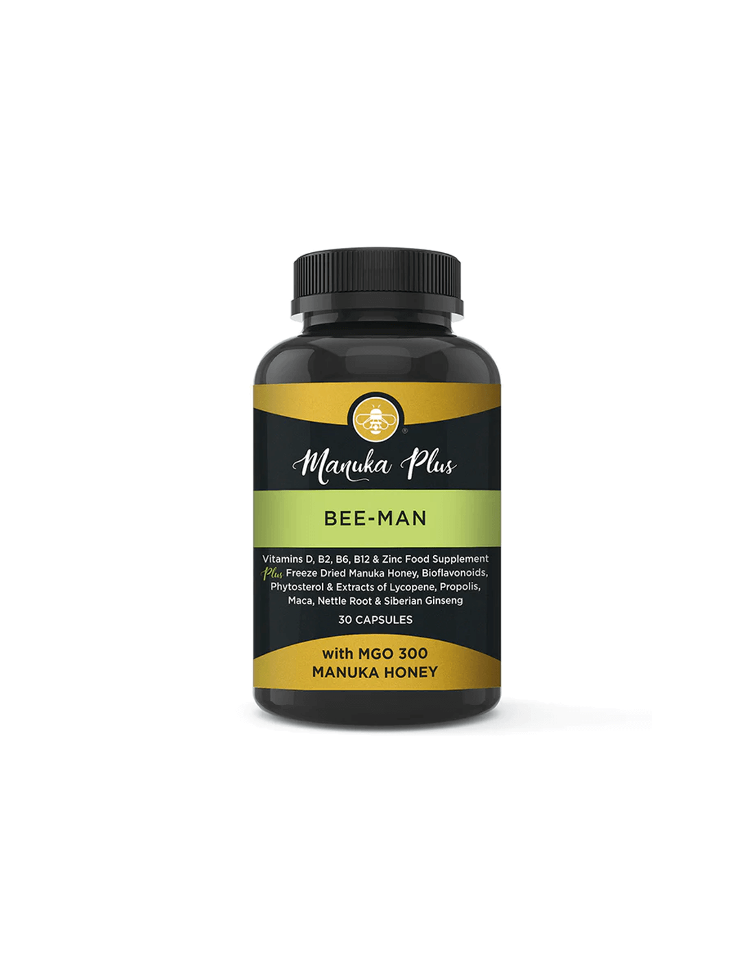 Manuka Plus Bee Man with MgO 300 - Manuka Honey - Formule pour hommes avec manuka miel MgO 300, 30 capsules