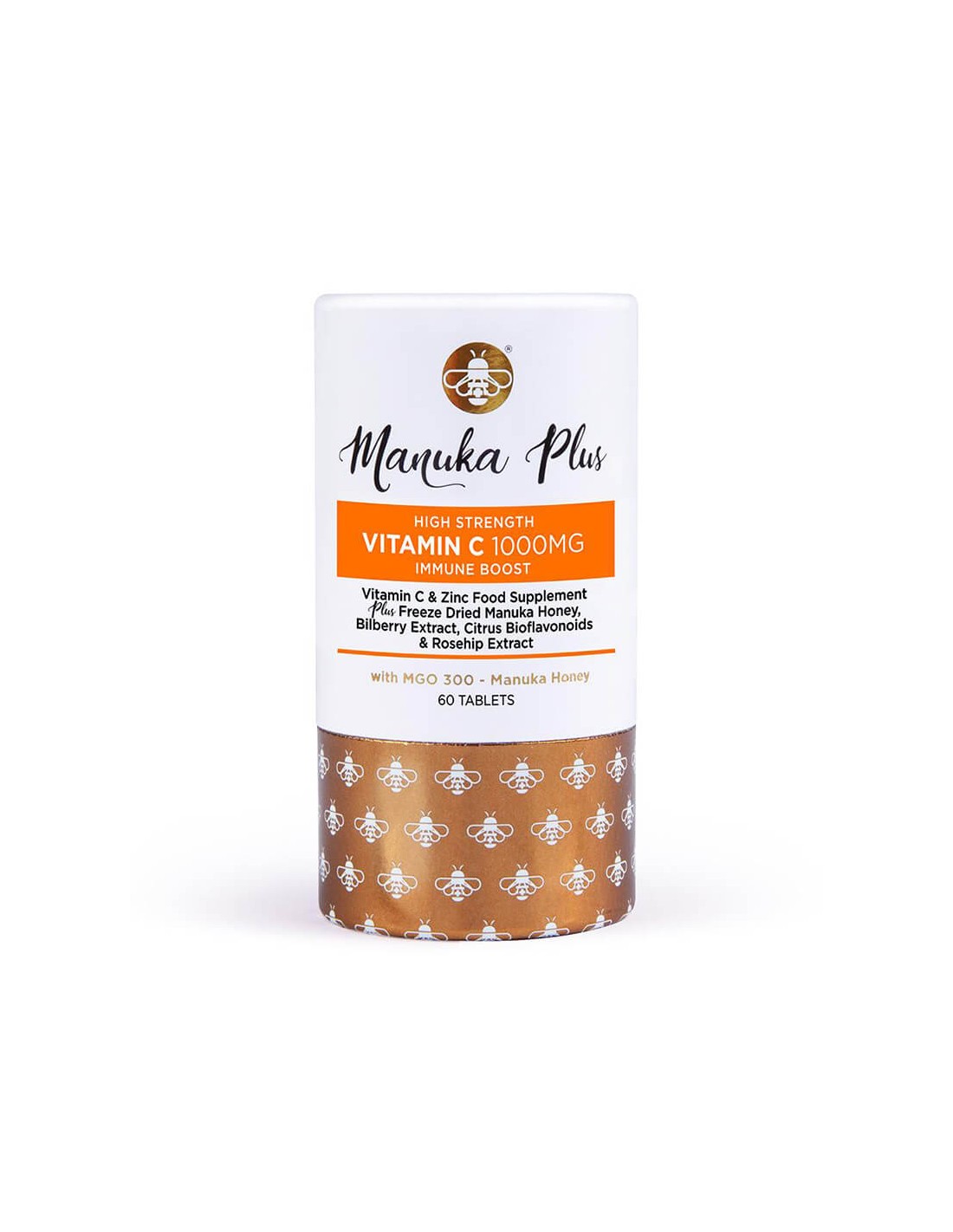 Manuka Plus Haute force Boost immunitaire de vitamine C avec MGO 300/formule pour une forte immunité avec du miel manuka, 60 comprimés