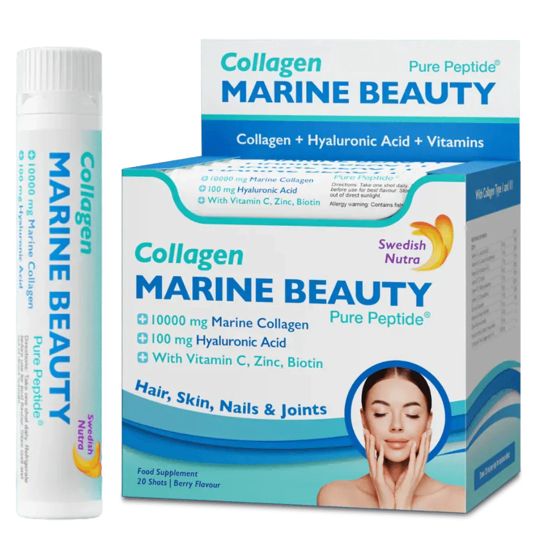 Collagène de poisson Beauté marine 10000 mg avec de l'acide hyaluronique 100 mg/20 x 25 ml /